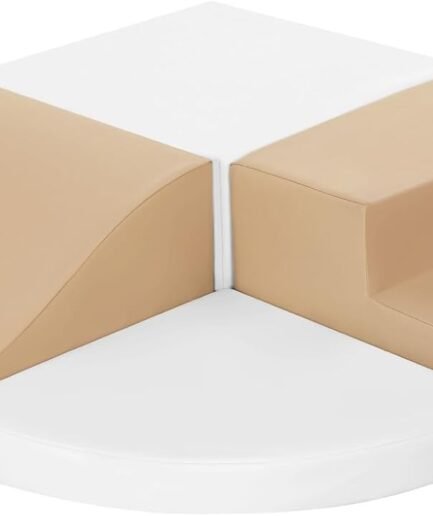 4-Piece Soft Leather Toddlers Climbing Toys, Baby Foam Climbing Blocks for Toddlers 3, Foam Play Gym Climbing Structures, Indoor Climb and Crawl Activity Play Set (White and Coffee)