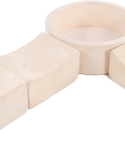 Climbing Toys with Ball Pit for Toddlers, 4-Piece Kids Foam Climbing Blocks for Baby, Activity Soft Climb and Crawl Playset Indoor Playground, Beige (Balls not Included)