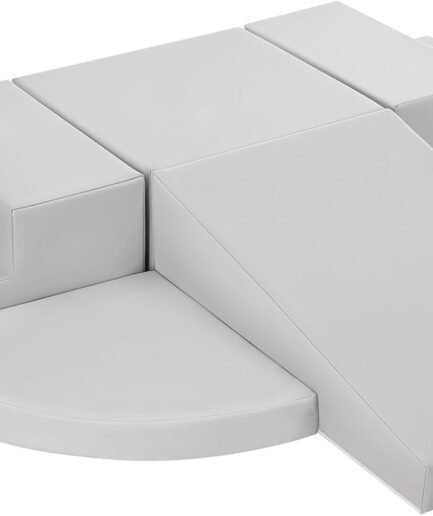 6-Piece Soft Leather Toddlers Climbing Toys, Baby Foam Climbing Blocks for Kids 3, Baby Climbing Structures Play Gym for Toddlers, Indoor Climb and Crawl Activity Play Set