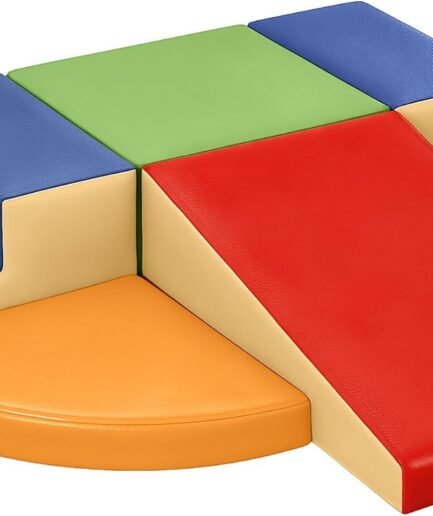 6-Piece Soft Leather Toddlers Climbing Toys, Baby Foam Climbing Blocks for Toddlers, Foam Play Gym Climber Structures for Toddler 3, Indoor Climb and Crawl Activity Play Set