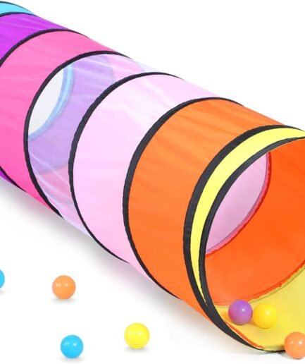Colorful Play Tent Tunnel for Babies, Toddlers, Kids - with Mesh Windows, Indoor Outdoor Pop Up Tunnel Toy Gift