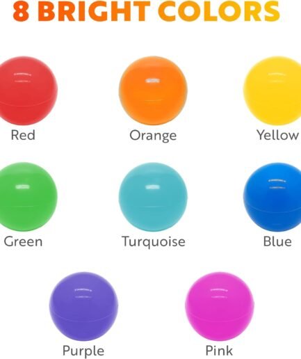 Soft Plastic Mini Ball Pit Balls 50 Count - w/ 8 Vibrant Colors - Crush Proof, No Sharp Edges, Non Toxic, Phthalate & Free for Baby Toddler Ball Pit, Play Tents & Tunnels Indoor & Outdoor