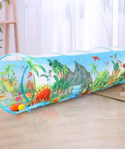 Dinosaur Kids Play Tunnel - Toddler Crawl Tunnel for Indoor Active Play, Foldable Baby Tunnel Toy for Boys & Girls, Encourages Crawling & Movement