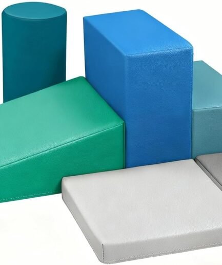 6-Piece Soft Leather Toddlers Climbing Toys for Baby - Kids Foam Climbing Blocks for Toddlers Indoor - Climb & Crawl Soft Foam Block Activity Play Set - Toys for Kids Crawling Sliding (Mixed Color)