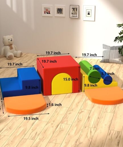 8-Piece Colourful Soft Play Set, Foam Climbing Blocks for Toddlers, Climbing Toys for 1 Year Old, Inside Crawling & Sliding Foam Baby Climbing Blocks