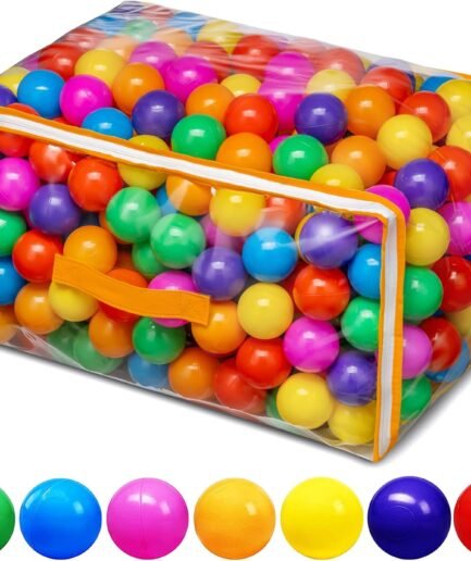 Ball Pit Balls for Baby and Toddler Phthalate Free Free Crush Proof Plastic - Multicolored Pit Balls in Reusable Play Toys for Kids with Storage Bag