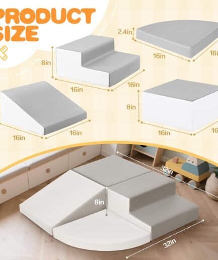 Climbing Foam Blocks for Toddlers: Waterproof Leather Soft Climber - 4 Pcs Toddler Indoor Climbing Toys - Kids Outdoor Playground Playset Best Gift Preschool Daycare Supplies