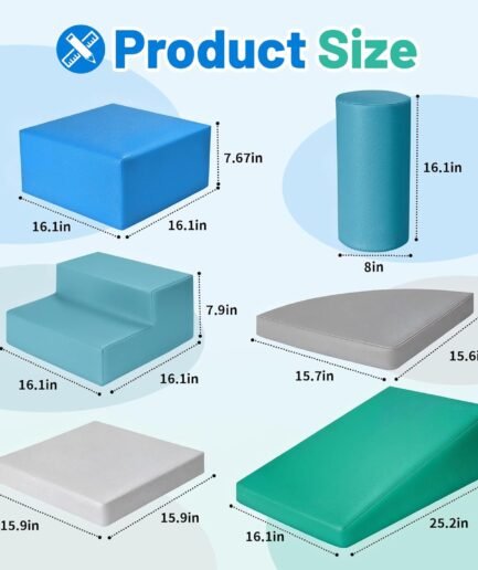 6-Piece Soft Leather Toddlers Climbing Toys for Baby - Kids Foam Climbing Blocks for Toddlers Indoor - Climb & Crawl Soft Foam Block Activity Play Set - Toys for Kids Crawling Sliding (Mixed Color)