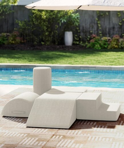 Kids Foam Climbing Blocks 6Pcs Soft Play Equipment Waterproof Fabric, UV Resistant Toddler Climbing Toys Indoor& Outdoor Soft Play Climbing Set, Lightweight Climbing Blocks for Toddlers(Sand)