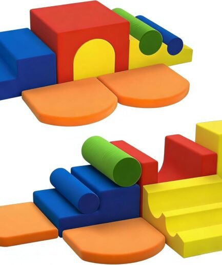 8-Piece Colourful Soft Play Set, Foam Climbing Blocks for Toddlers, Climbing Toys for 1 Year Old, Inside Crawling & Sliding Foam Baby Climbing Blocks