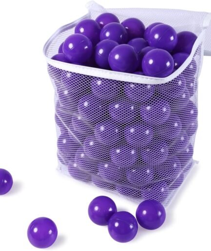 Ball Pit Balls for Kids, Plastic Refill 2.2 Inch Balls, 100 Pack, Bright Colors, Phthalate and Free, Includes a Reusable Storage Bag with Zipper