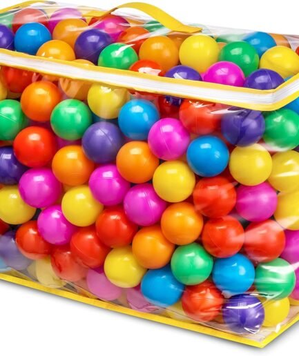 Ball Pit Balls Phthalate Free Free Crush Proof Plastic - 7 Bright Colors in Reusable Play Toys for Kids with Storage Bag
